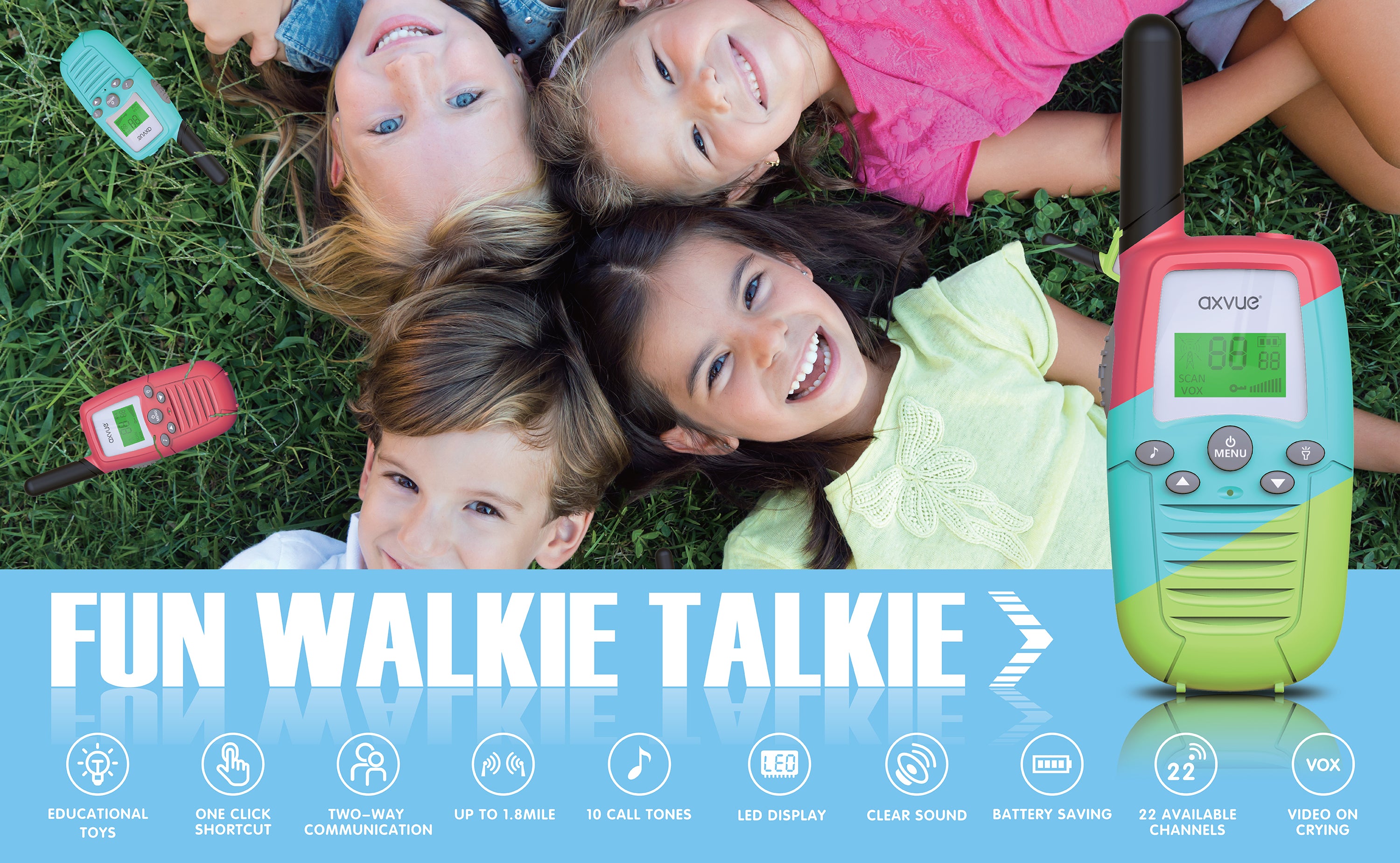 AXVUE H388 Multicolour Walkie Talkies 3 Pack